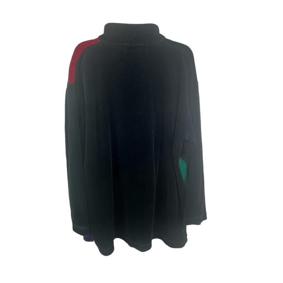 Vintage Retro 80's/90's Velvety Velour Color Block 3/4 Zip Pullover Sweatshirt - Picture 5 of 14